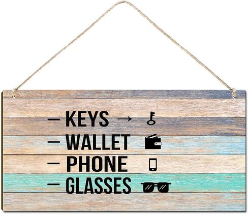 Keys Wallet Phone Glasses Front Door Decorations for All Seasons Funny Wooden Front Porch Decor Hanging Housewarming Gift 12X6 Inch in Saudi Arabia