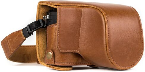 MegaGear Panasonic Lumix DMC-GX85, DMC-GX80 (12-32mm) Ever Ready Leather Camera Case and Strap, with Battery Access - Dark Brown - MG1301 in Saudi Arabia