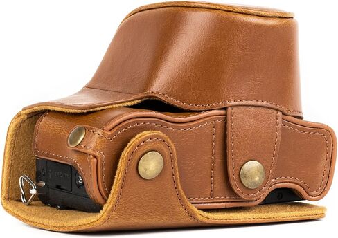 MegaGear Panasonic Lumix DMC-GX85, DMC-GX80 (12-32mm) Ever Ready Leather Camera Case and Strap, with Battery Access - Dark Brown - MG1301 in Saudi Arabia