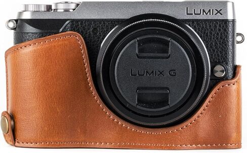 MegaGear Panasonic Lumix DMC-GX85, DMC-GX80 (12-32mm) Ever Ready Leather Camera Case and Strap, with Battery Access - Dark Brown - MG1301 in Saudi Arabia