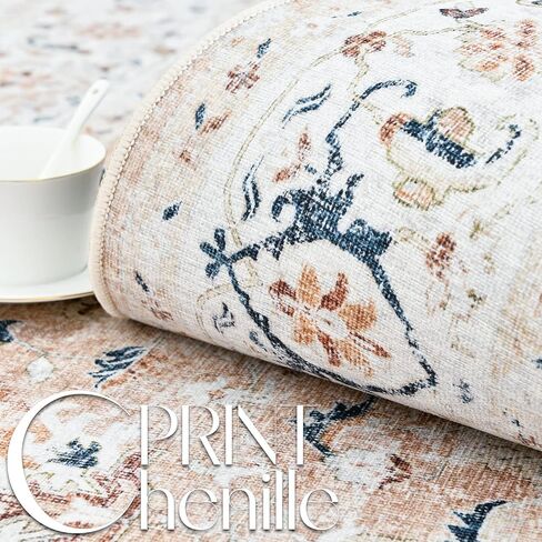 COLLACT Runner Rug 2x6 Area Rug - Hallway Runner Rug Washable Rug Kitchen Rug Vintage Distressed Rug Floral Pink Rug Non Slip Thin Rug Retro Farmhouse Rug for Bedroom Bathroom Laundry Room Doorway in Kuwait