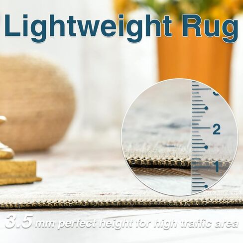 COLLACT Runner Rug 2x6 Area Rug - Hallway Runner Rug Washable Rug Kitchen Rug Vintage Distressed Rug Floral Pink Rug Non Slip Thin Rug Retro Farmhouse Rug for Bedroom Bathroom Laundry Room Doorway in Kuwait