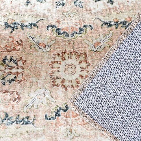 COLLACT Runner Rug 2x6 Area Rug - Hallway Runner Rug Washable Rug Kitchen Rug Vintage Distressed Rug Floral Pink Rug Non Slip Thin Rug Retro Farmhouse Rug for Bedroom Bathroom Laundry Room Doorway in Kuwait