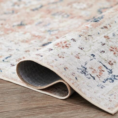 COLLACT Runner Rug 2x6 Area Rug - Hallway Runner Rug Washable Rug Kitchen Rug Vintage Distressed Rug Floral Pink Rug Non Slip Thin Rug Retro Farmhouse Rug for Bedroom Bathroom Laundry Room Doorway in Kuwait