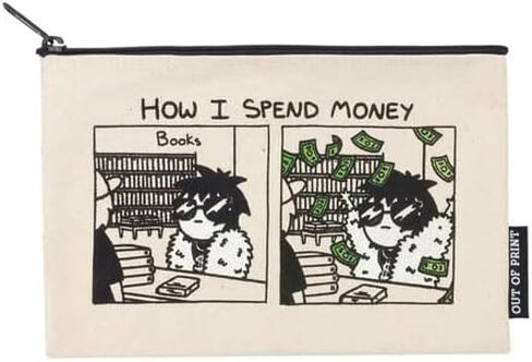 Out of Print Sarah's Scribbles: How I Spend Money Pouch, Natural, One size in Kuwait