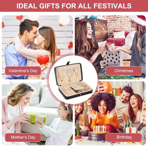 Unistybag صناديق المجوهرات للنساء المحمولة مجوهرات السفر منظم صغير سفر مجوهرات حالة تخزين حامل عرض للأقراط قلادة سوار هدايا للفتيات in Kuwait