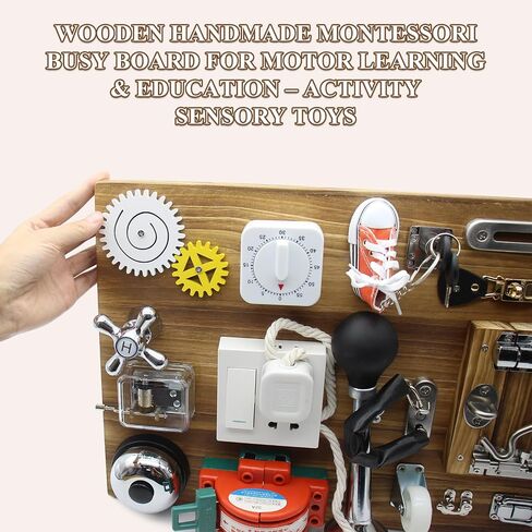 Mostop Toddler Busy Board Montessori Wooden Busy Board with Light Switches, Locks, Shoe Laces, Gears Sensory Travel Toy for Educational Toddler Activities for 3 4 5 6Year Old Boys & Girls in Saudi Arabia