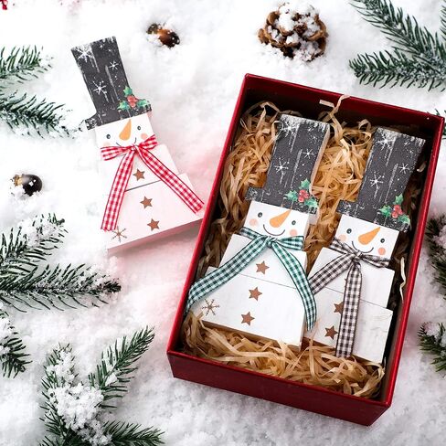 Spiareal 3 Pcs Snowman Christmas Decoration Snowman Tabletop Figurine Wooden Rustic Desktop Centerpieces Snowman Tiered Tray Decor for Xmas Party in Saudi Arabia