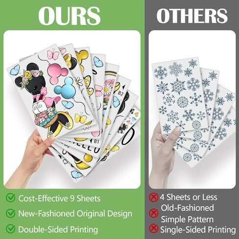 112 قطعة من Yovkky 112 قطعة من ملصقات نافذة الفأر الكرتونية Hello Spring 9 ورقات، ملصقات سلة بالون زهرة التوليب ديزي ديكور، فراشة زهرية موسمية لتزيين المطبخ المنزلي in Kuwait