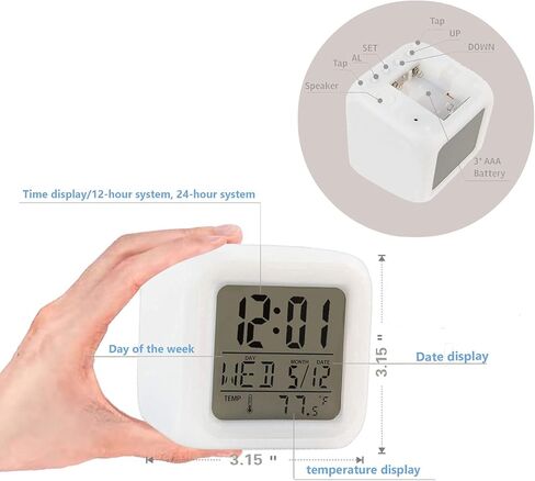 ساعة منبه رقمية للأطفال، إعداد سهل للاستيقاظ، ساعة منبه للأطفال الأولاد والبنات والطلاب، منبه رقمي كبير لعرض الوقت والتاريخ مع قيلولة بعد الظهر، ساعة منبه مكعبة متوهجة ليلية LED مع ضوء in Kuwait