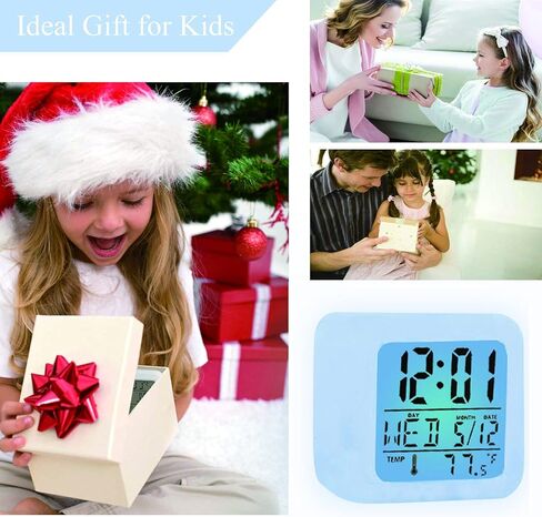 ساعة منبه رقمية للأطفال، إعداد سهل للاستيقاظ، ساعة منبه للأطفال الأولاد والبنات والطلاب، منبه رقمي كبير لعرض الوقت والتاريخ مع قيلولة بعد الظهر، ساعة منبه مكعبة متوهجة ليلية LED مع ضوء in Kuwait