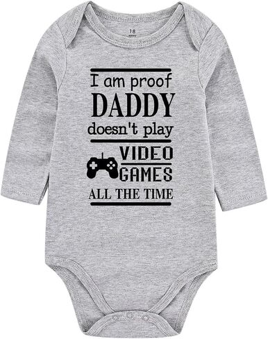 ملابس Acwssit Daddy Play Games للأطفال الأولاد ملابس للجنسين مضحكة للأطفال البنات من عمر 0 ​​إلى 3 أشهر in Kuwait