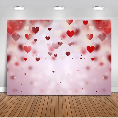 Mocsicka Valentine's Day Backdrop 7x5ft Red Heart Decoration Photography Backdrops Photo Background for Galentine's Day Photo Props Video Photography Backdrops Props in Saudi Arabia