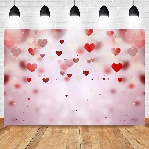 Mocsicka Valentine's Day Backdrop 7x5ft Red Heart Decoration Photography Backdrops Photo Background for Galentine's Day Photo Props Video Photography Backdrops Props in Saudi Arabia
