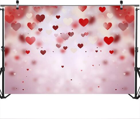 Mocsicka Valentine's Day Backdrop 7x5ft Red Heart Decoration Photography Backdrops Photo Background for Galentine's Day Photo Props Video Photography Backdrops Props in Saudi Arabia