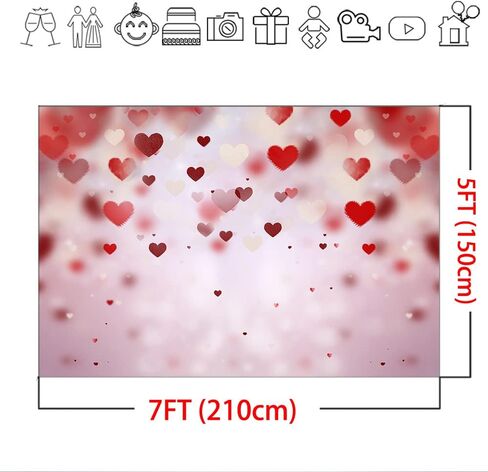 Mocsicka Valentine's Day Backdrop 7x5ft Red Heart Decoration Photography Backdrops Photo Background for Galentine's Day Photo Props Video Photography Backdrops Props in Saudi Arabia