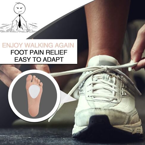 12 حزمة من وسادات إدخال أقدام مشط القدم ووسادة كرة القدم لتخفيف آلام مقدمة القدم ودعم القدم الإسفنجية اللاصقة، ورم عصبي مشط القدم، وسادة وسادة للرجال والنساء بسمك 1/4 بوصة (أبيض) in Kuwait