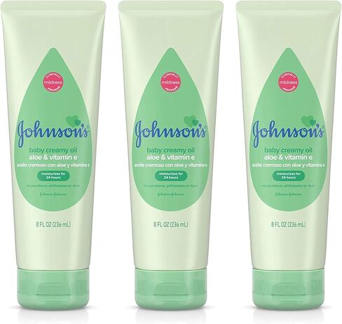 Johnsons Baby Creamy Oil Aloe Vera & Vitamin-E 8 Ounce (236ml) (3 Pack) in Saudi Arabia