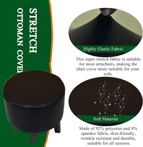 أغطية مسند دائرية مطبوعة من CRFATOP، غطاء حماية لمسند القدمين، أغطية ناعمة لمسند القدمين، غطاء رمي عثماني مع قاعدة مرنة لغرفة المعيشة في الداخل والخارج، مقاس M، 19 in Saudi Arabia
