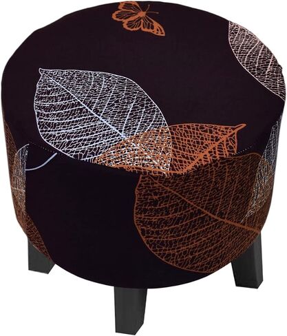 CRFATOP Printed Round Ottoman Covers Slipcover Stretch Footstool Protector Covers Soft Footrest Ottoman Seating Ottoman Throw Cover with Elastic Bottom for Living Room Indoor Outdoor,M,01 in Kuwait