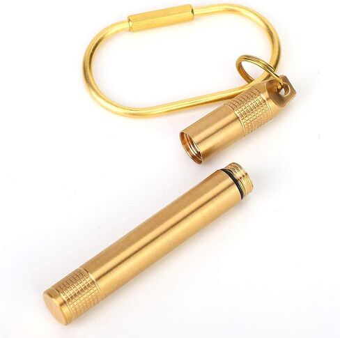 علبة حبوب الدواء Alomejor حامل زجاجات من النحاس مع حلقة مفاتيح صغيرة لتخزين السجائر الطبية للتخييم والسفر in Kuwait