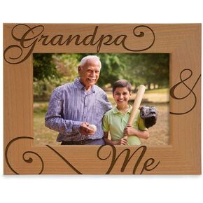 إطار صورة من الخشب الطبيعي محفور من KATE POSH Grandpa and Me، أنا أحبك يا جدي، يوم الجد، أفضل جد على الإطلاق، هدايا الجد، الجد وأنا، عيد الأب، عيد الميلاد (4x6-عمودي)