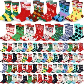 Suhine 80 Pairs Christmas Gift Socks Winter Christmas Socks Cotton Christmas Colorful Warm Socks Polyester Christmas Socks for Kids Bulk Boys Girls in Saudi Arabia