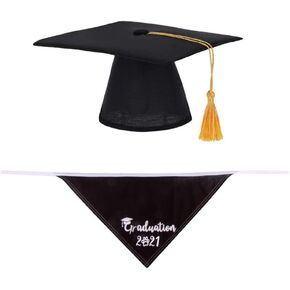 PRETYZOOM 2Pcs Pet Graduation Caps with Bandana Scarf Small Dog Graduation Hats with Yellow Tassel Pet Grad Costume for Dogs Cats Holiday Costume Party Favor in Saudi Arabia