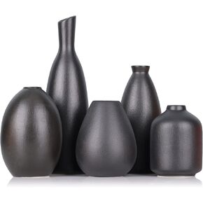 Colorful Ceramic Bud Vases Set of 5 - Multicolor Yellow, Orange, Blue Small Vases for Home Decor - Ideal for Living Room, Kitchen, Office, Bathroom, Mantle, Entrance, Farmhouse & Coffee Table Decor