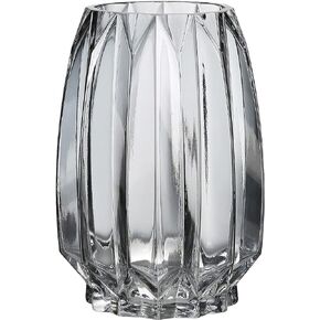 Blue Glass Vase Modern Ribbed Glass Vase for Flowers, Candles, and Decorative Accents - Tall/Short Glass Vase for Centerpieces Home Table Decor(Blue H12.0inch)