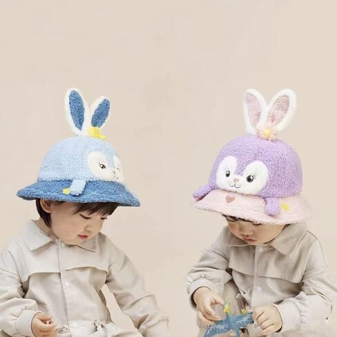 قبعة دلو شتوية دافئة للفتيات الصغيرات، قبعة لطيفة على شكل أرنب صياد السمك، للأطفال الصغار، من عمر 0 ​​إلى عامين in Kuwait