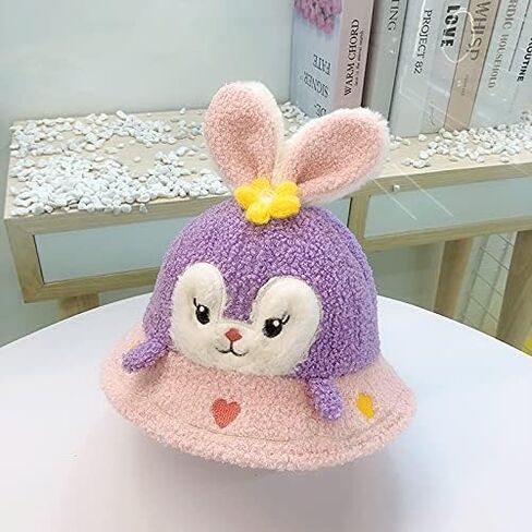 قبعة دلو شتوية دافئة للفتيات الصغيرات، قبعة لطيفة على شكل أرنب صياد السمك، للأطفال الصغار، من عمر 0 ​​إلى عامين in Kuwait