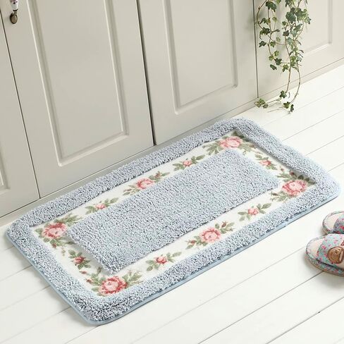 FAONIE Pretty Floral Rural Style Romantic Rose Flower Rug Shaggy Area Rugs Soft Non-Slip Doormat Floor Mat Bath Mat Bathroom Shower Rug Bedroom Living Room Carpet (Nice Pink, S) in Saudi Arabia