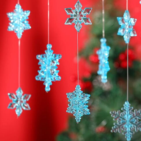 45 Pieces Crystal Snowflake Ornaments Clear Acrylic Snowflake Christmas Xmas Tree Hanging Pendants for Winter Theme Party Favors Supplies (Clear) in Kuwait