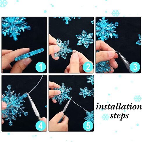 45 Pieces Crystal Snowflake Ornaments Clear Acrylic Snowflake Christmas Xmas Tree Hanging Pendants for Winter Theme Party Favors Supplies (Clear) in Kuwait
