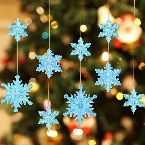 45 Pieces Crystal Snowflake Ornaments Clear Acrylic Snowflake Christmas Xmas Tree Hanging Pendants for Winter Theme Party Favors Supplies (Clear) in Kuwait