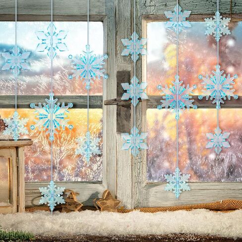 45 Pieces Crystal Snowflake Ornaments Clear Acrylic Snowflake Christmas Xmas Tree Hanging Pendants for Winter Theme Party Favors Supplies (Clear) in Kuwait