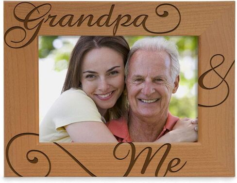 KATE POSH Grandpa and Me Engraved Natural Wood Picture Frame, I Love You Grandpa, Grandparent's Day, Best Grandpa Ever, Grandfather Gifts, Grandpa & Me, Father's Day, Christmas (4x6-Horizontal) in Saudi Arabia