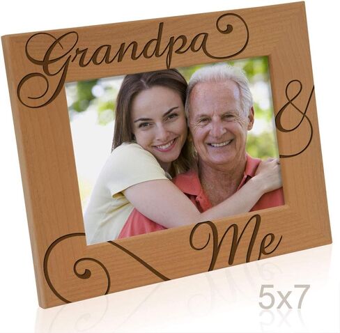 KATE POSH Grandpa and Me Engraved Natural Wood Picture Frame, I Love You Grandpa, Grandparent's Day, Best Grandpa Ever, Grandfather Gifts, Grandpa & Me, Father's Day, Christmas (4x6-Horizontal) in Saudi Arabia