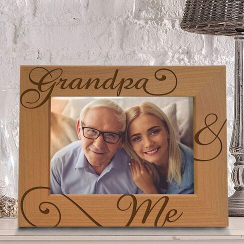 KATE POSH Grandpa and Me Engraved Natural Wood Picture Frame, I Love You Grandpa, Grandparent's Day, Best Grandpa Ever, Grandfather Gifts, Grandpa & Me, Father's Day, Christmas (4x6-Horizontal) in Saudi Arabia
