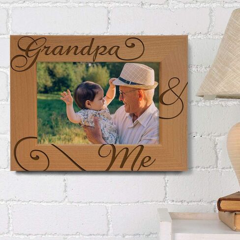 KATE POSH Grandpa and Me Engraved Natural Wood Picture Frame, I Love You Grandpa, Grandparent's Day, Best Grandpa Ever, Grandfather Gifts, Grandpa & Me, Father's Day, Christmas (4x6-Horizontal) in Saudi Arabia