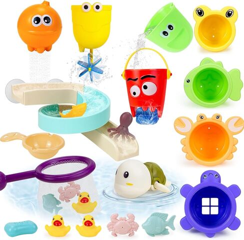 ألعاب الحمام للأطفال من عمر 1 إلى 3 سنوات، 25 قطعة من ألعاب الحمام للأطفال الصغار من سن 2 إلى 4 سنوات، ألعاب الحمام للأطفال من عمر 6 إلى 12 شهرًا تتضمن ألعاب الحيوانات العائمة | شبكة صيد السمك | مسار الحائط | السباحة الساعة in Kuwait