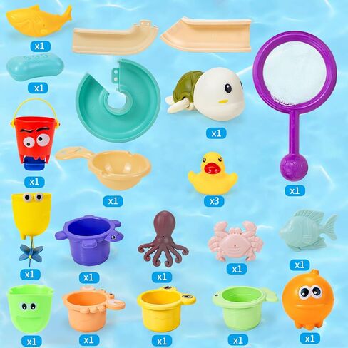 ألعاب الحمام للأطفال من عمر 1 إلى 3 سنوات، 25 قطعة من ألعاب الحمام للأطفال الصغار من سن 2 إلى 4 سنوات، ألعاب الحمام للأطفال من عمر 6 إلى 12 شهرًا تتضمن ألعاب الحيوانات العائمة | شبكة صيد السمك | مسار الحائط | السباحة الساعة in Kuwait