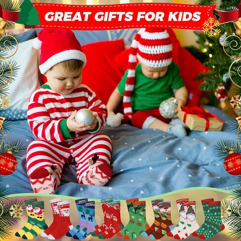 Suhine 80 Pairs Christmas Gift Socks Winter Christmas Socks Cotton Christmas Colorful Warm Socks Polyester Christmas Socks for Kids Bulk Boys Girls in Saudi Arabia
