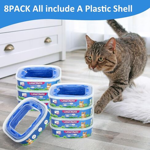 عبوة من 8 قطع من Pleasthome لإعادة تعبئة فضلات القطط، عبوات من سبع طبقات من Evoh المتوافقة مع سطل فضلات القطط القياسية/زائد، عزل Evoh من الروائح in Kuwait