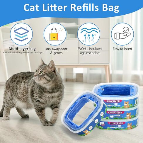 عبوة من 8 قطع من Pleasthome لإعادة تعبئة فضلات القطط، عبوات من سبع طبقات من Evoh المتوافقة مع سطل فضلات القطط القياسية/زائد، عزل Evoh من الروائح in Kuwait
