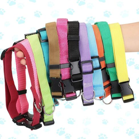 12 Pieces Nylon Dog Collar Bulk, Adjustable Dog Collars with Quick Release Buckle Dogs Collar Bulk for Dogs Walking Running Training, Medium (Blue, Black, Red, Green, Pink, Brown) in Saudi Arabia