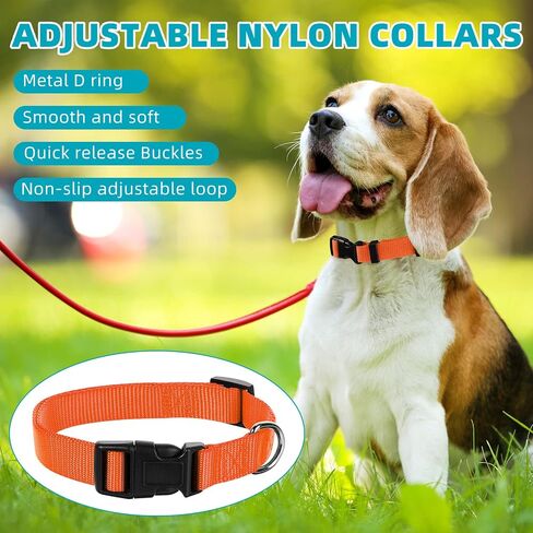12 Pieces Nylon Dog Collar Bulk, Adjustable Dog Collars with Quick Release Buckle Dogs Collar Bulk for Dogs Walking Running Training, Medium (Blue, Black, Red, Green, Pink, Brown) in Saudi Arabia