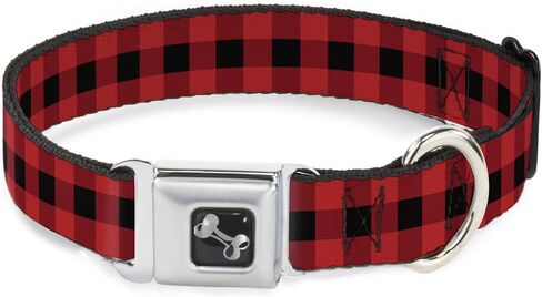 Buckle-Down Seatbelt Buckle Dog Collar - Buffalo Plaid Black/Red - 1" Wide - Fits 11-17" Neck - Medium in Saudi Arabia