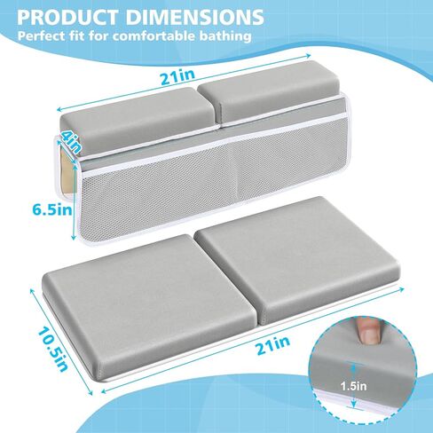 Baby Bath Kneeler and Elbow Rest Pad Set, 1.5 Inch Memory Foam Thick Baby Bath Kneeling Pad and Elbow Pad for Bathtub with Infant Toy and Baby Bath Essentials Organizer Pockets in Kuwait